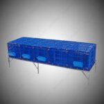 4-Compartment Flat Commercial Plastic Rabbit Cage with Heavy Duty Stand (10-Ft Long)