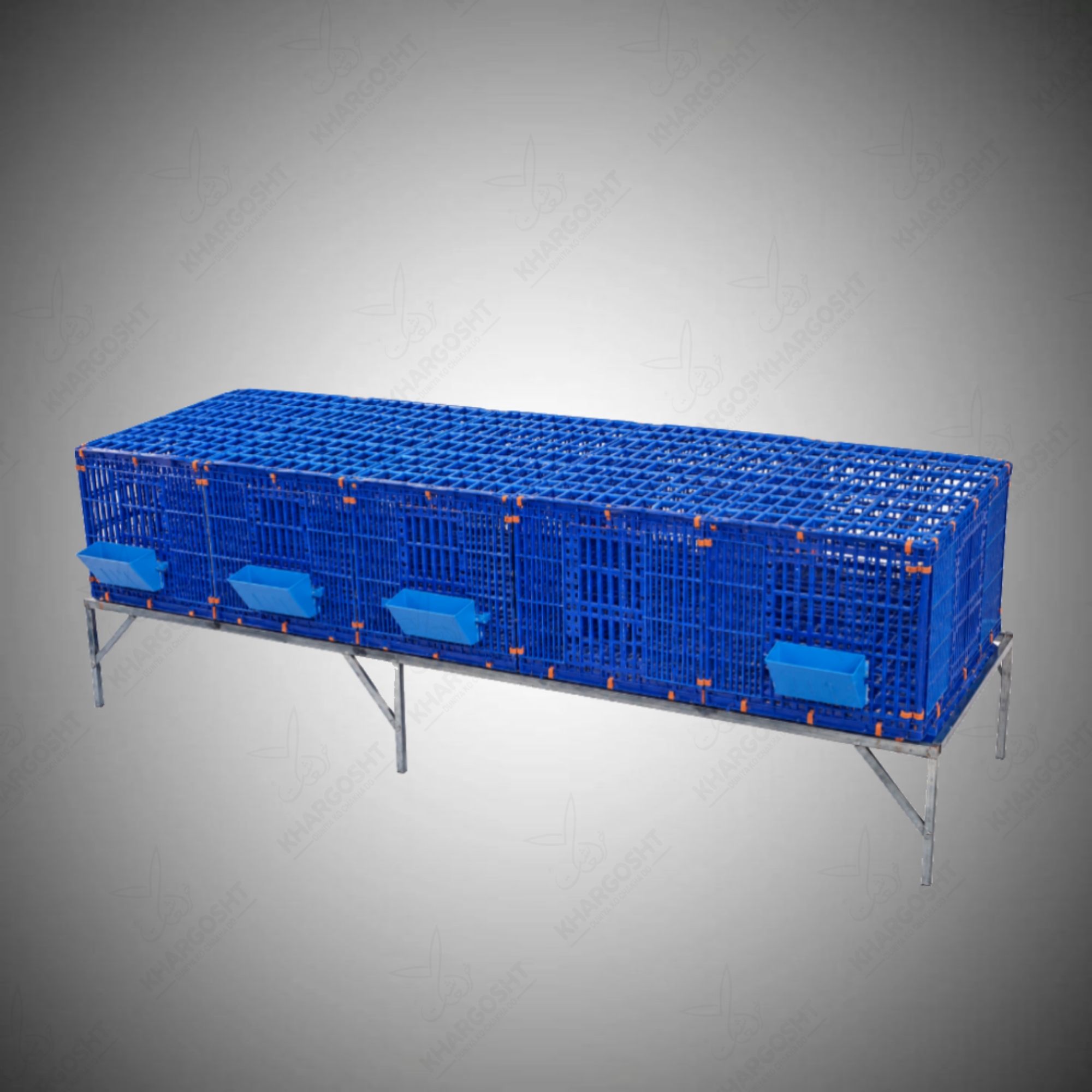 1779983164869 4-Compartment Flat Commercial Plastic Rabbit Cage with Heavy Duty Stand (10-Ft Long) - Image 1