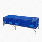 4-Compartment Flat Commercial Plastic Rabbit Cage with Heavy Duty Stand (10-Ft Long) - Image 2